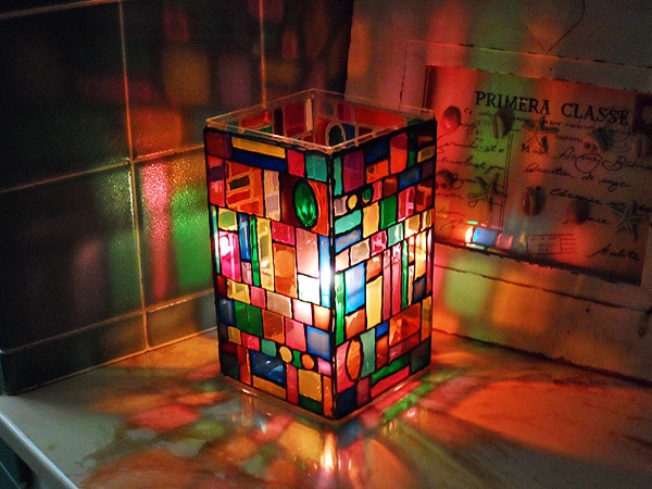 Faux Stained Glass Mosaic Luminary - Crafts by Amanda